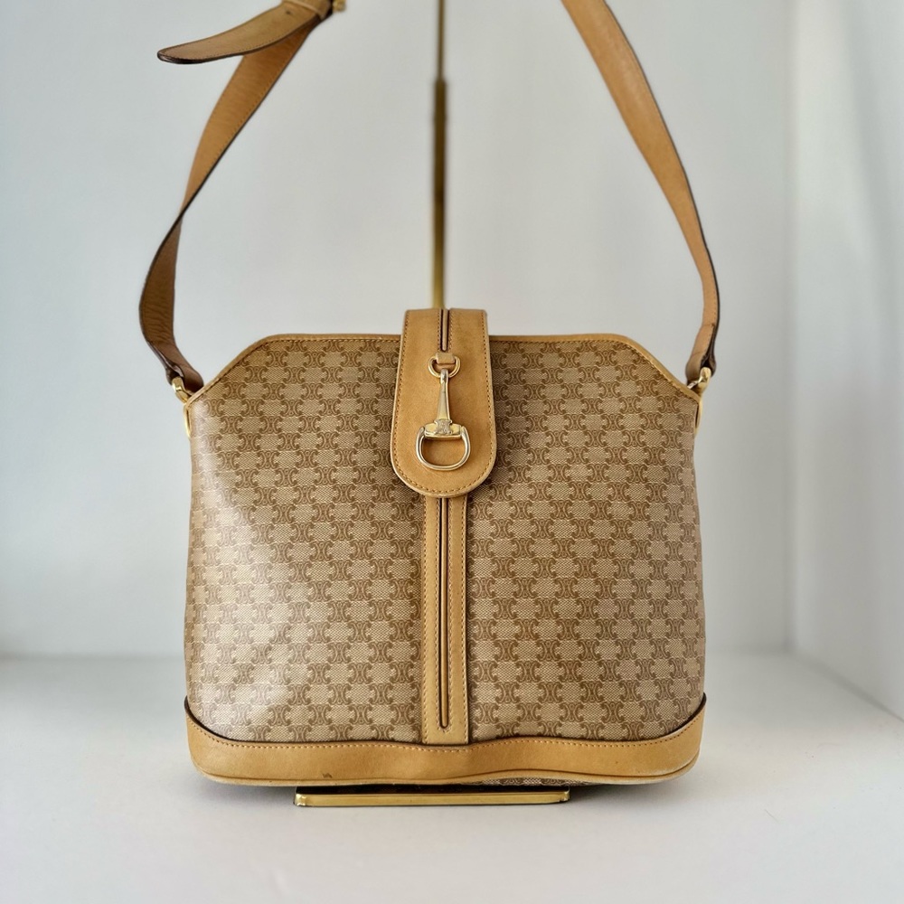 Vintage Celine Crossbody Horsebit Hardware Blonde Macadam